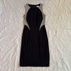 Cache rhinestone illusion shift little black dress